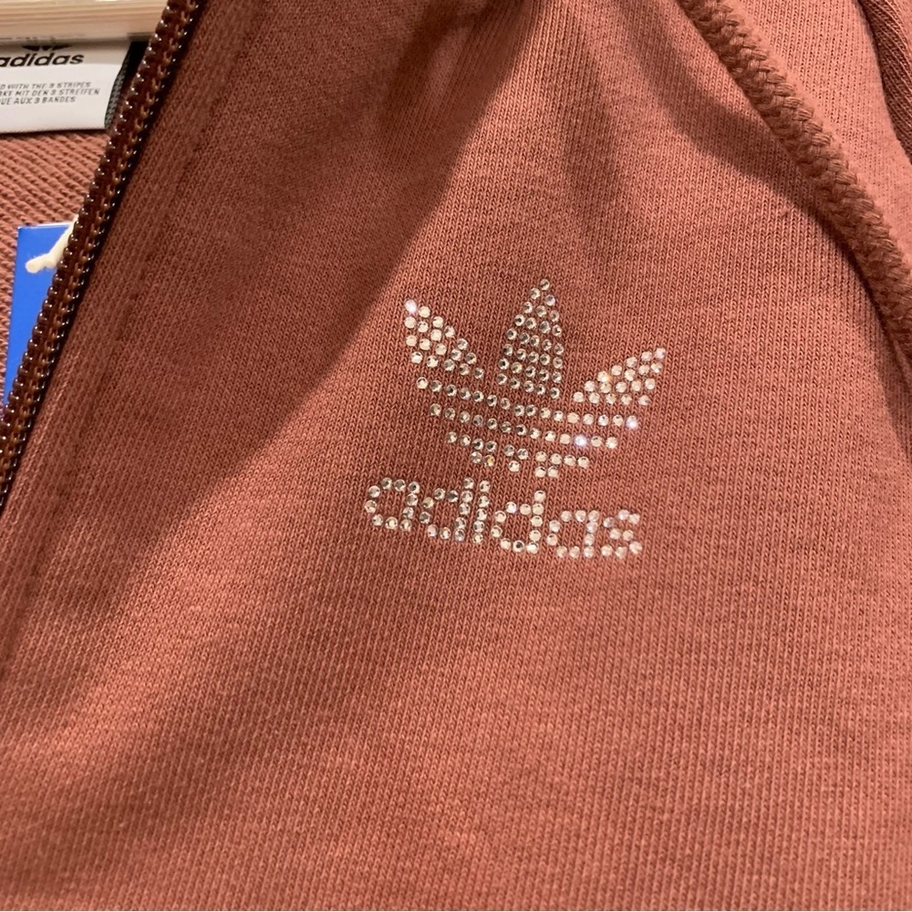 🤎 ADIDAS Rust Orange Rhinestone Embellished Tracksuit Set - Picture 5 of 14